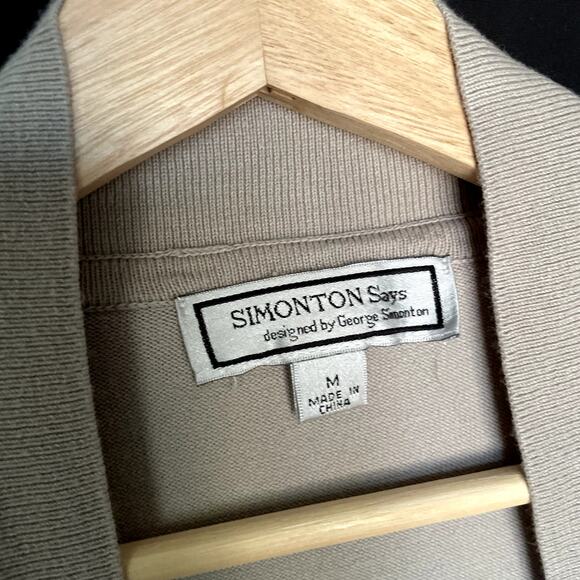 Simonton Says women's size M cotton jacket knit blazer style beige tan - Picture 3 of 7